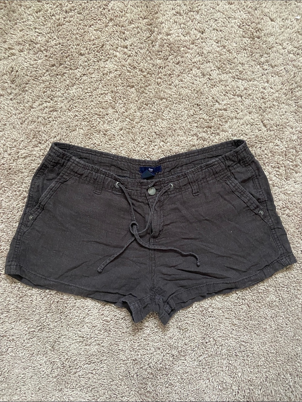 GAP Casual Linen Drawstring Shorts - Black